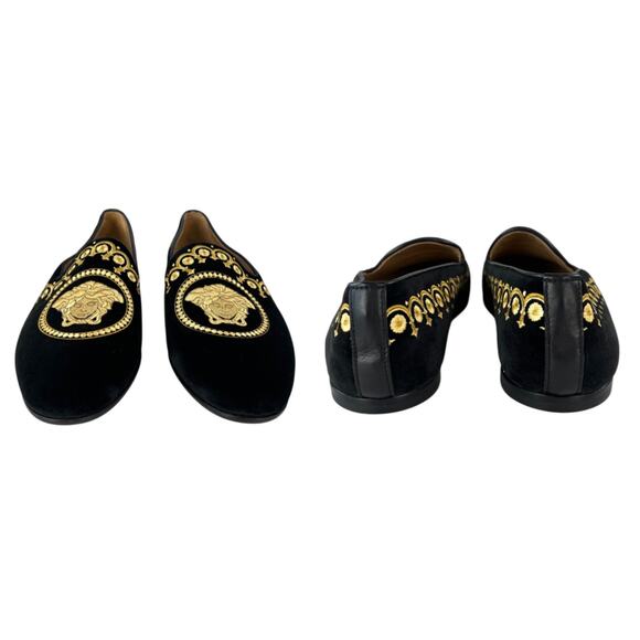 Versace Medusa Embroidered Velvet Loafers main image 6